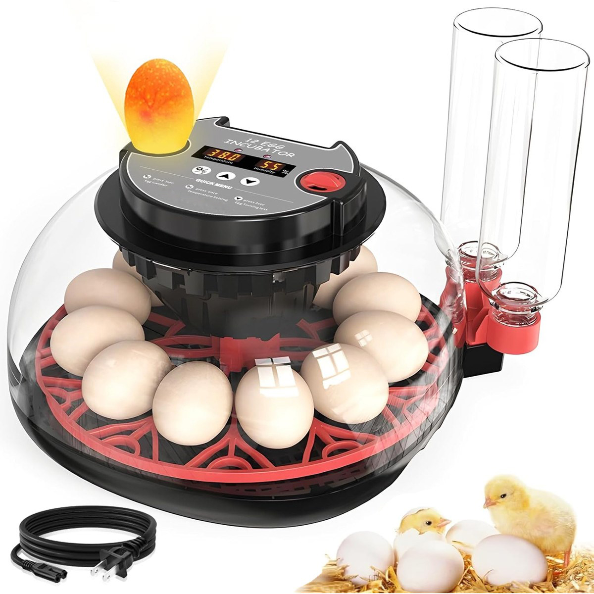 Poultry Incubator - 12-Eier-Inkubator mit automatischer Wendefunktion, digitaler Brutapparat